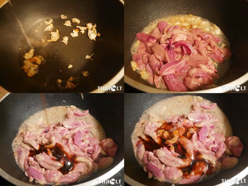 Su gumbiniais česnakais keptos kiaulienos žarnos (Dok-Hom Pad Krueng Nai) Su gumbiniais česnakais keptos kiaulienos žarnos (Dok-Hom Pad Krueng Nai)