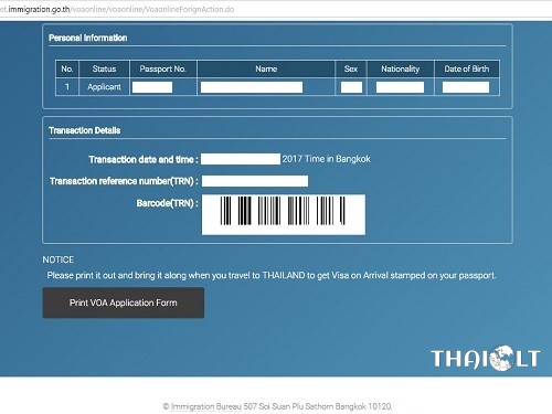 Thailand Visa on Arrival Online